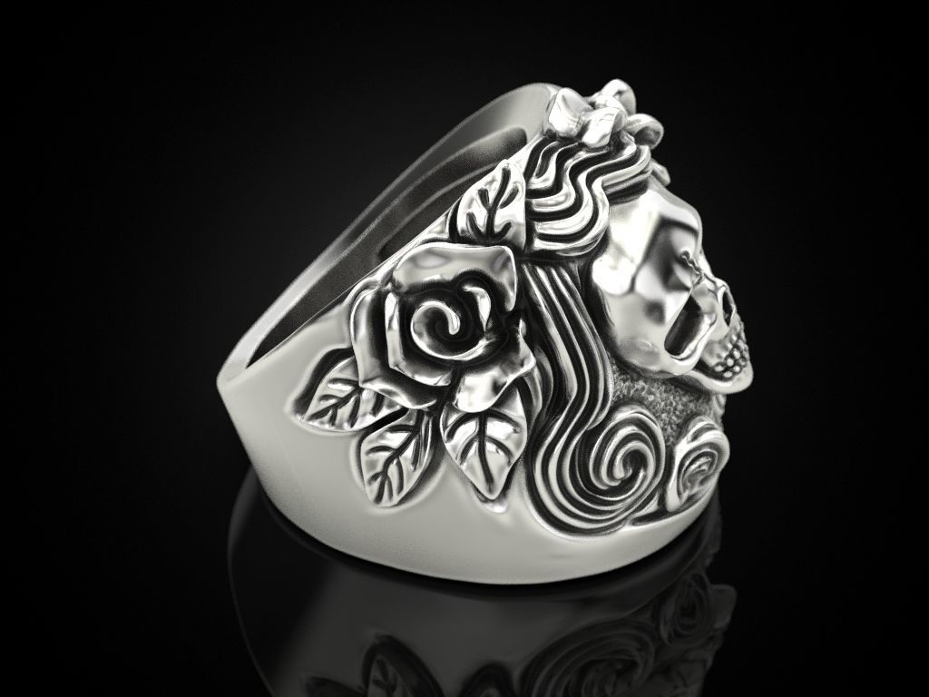 Women skull ring Update 3D print model_4