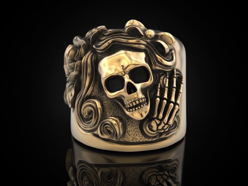 Women skull ring Update 3D print model_12