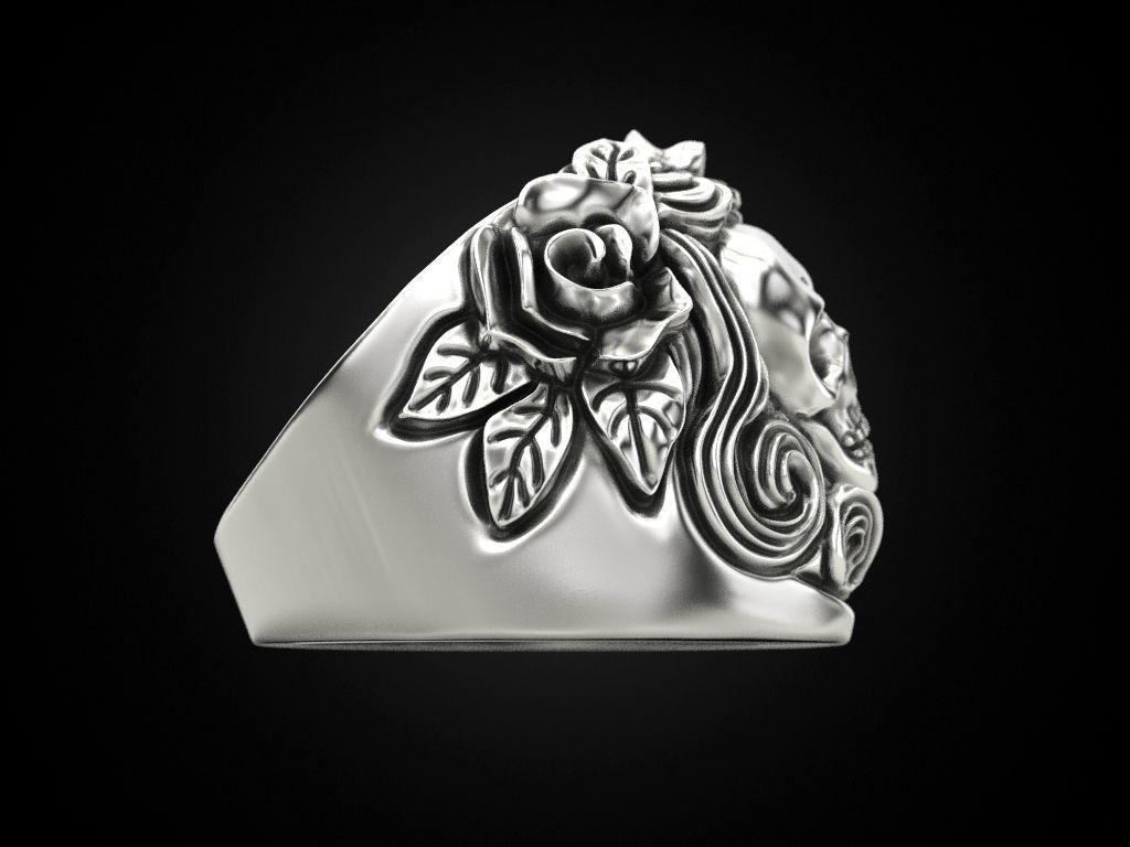 Women skull ring Update 3D print model_5