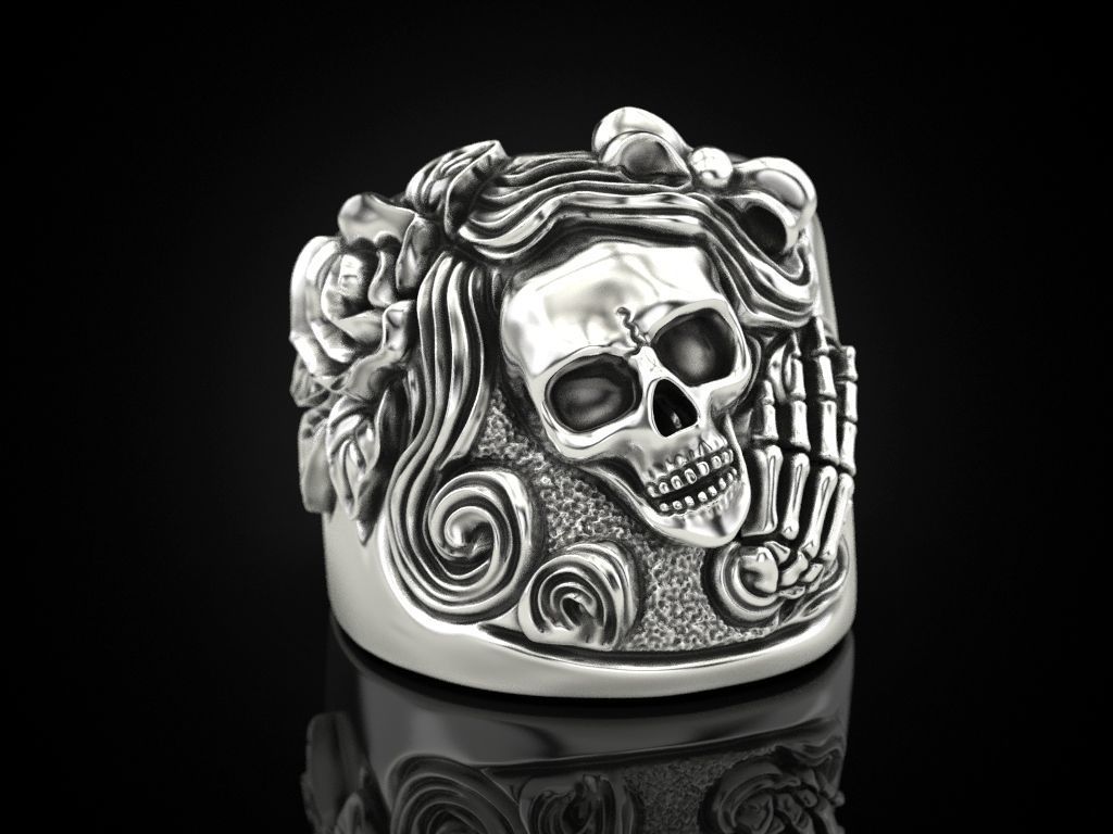 Women skull ring Update 3D print model_1