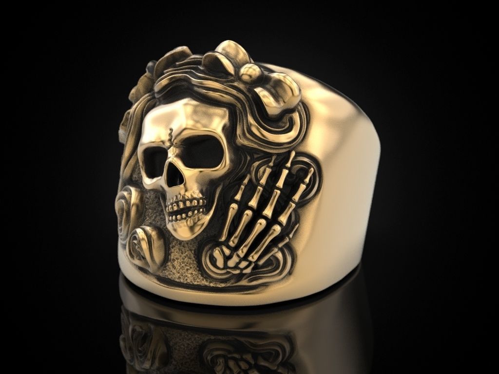 Women skull ring Update 3D print model_14