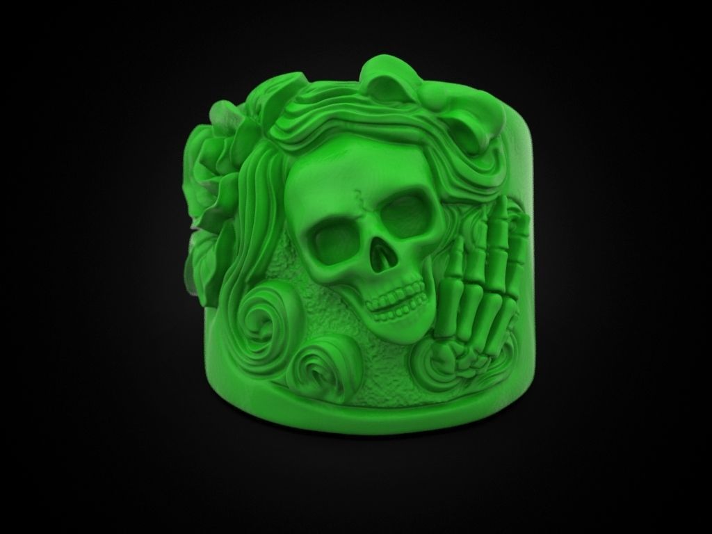 Women skull ring Update 3D print model_9