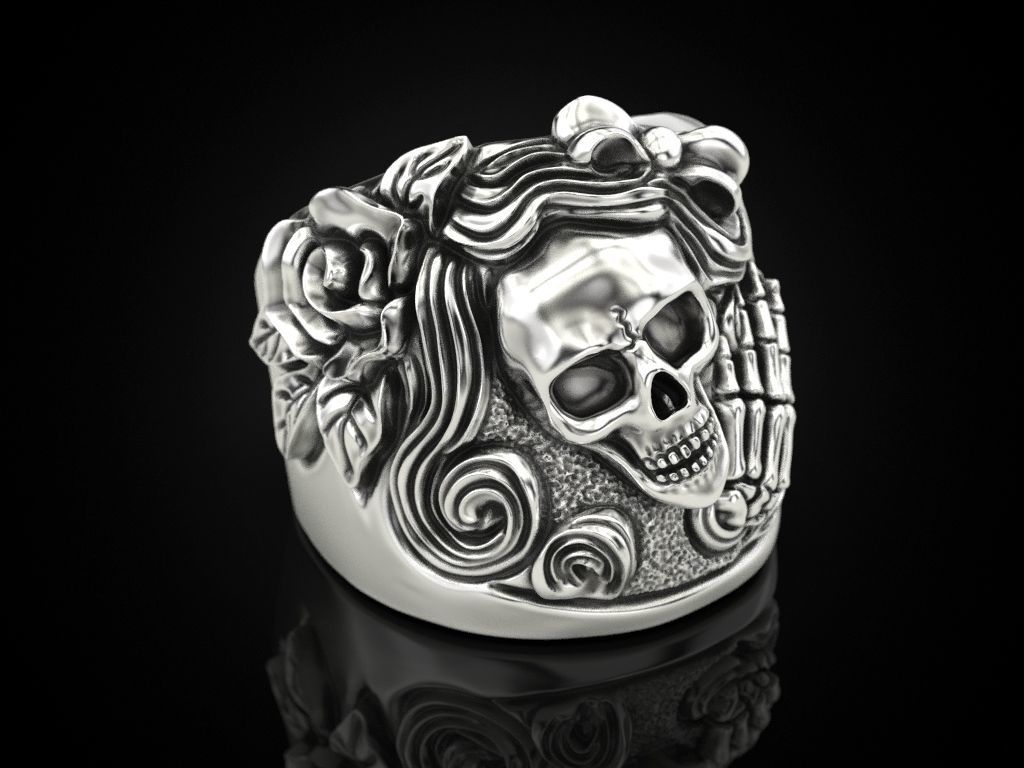 Women skull ring Update 3D print model_2