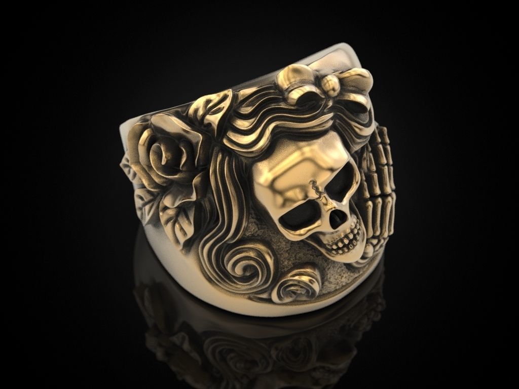 Women skull ring Update 3D print model_13