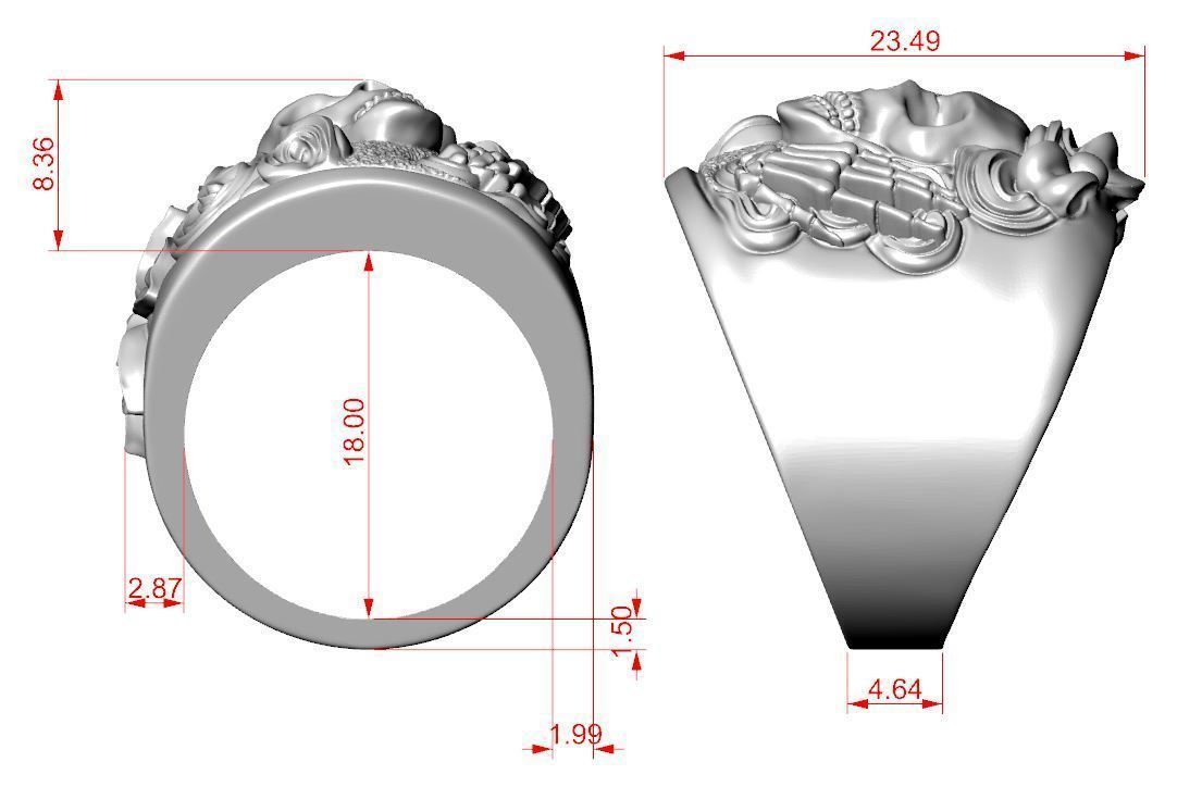 Women skull ring Update 3D print model_11