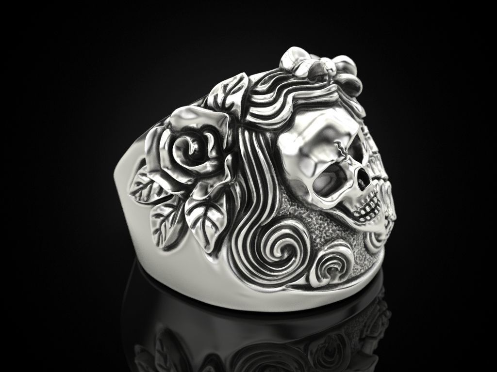 Women skull ring Update 3D print model_3