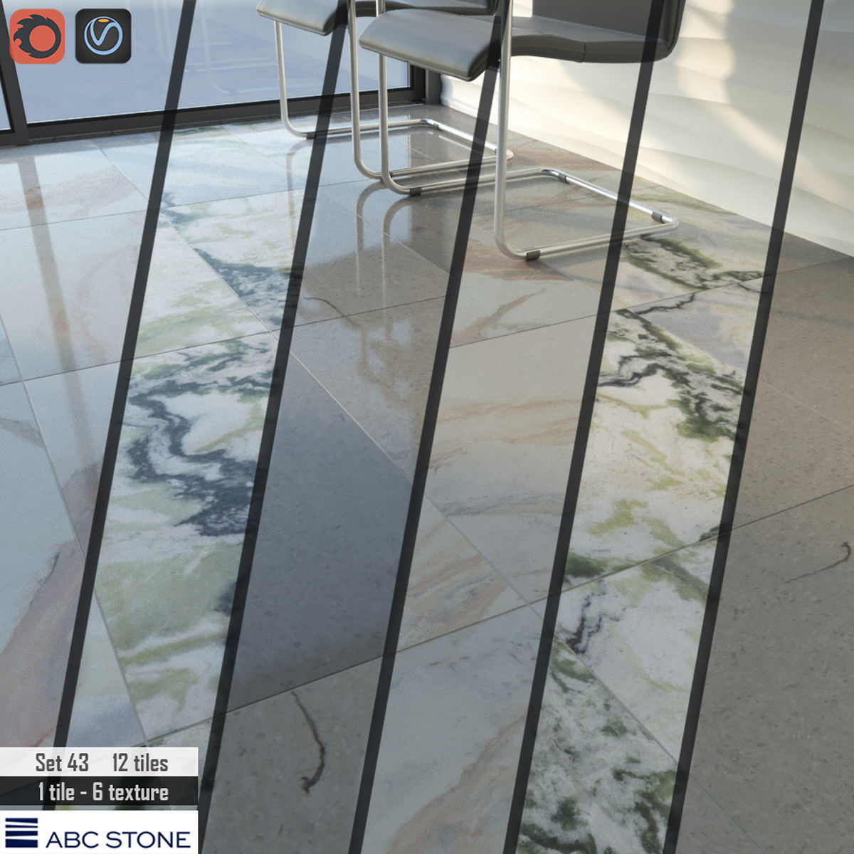 ABC Stone Set 3D model_1