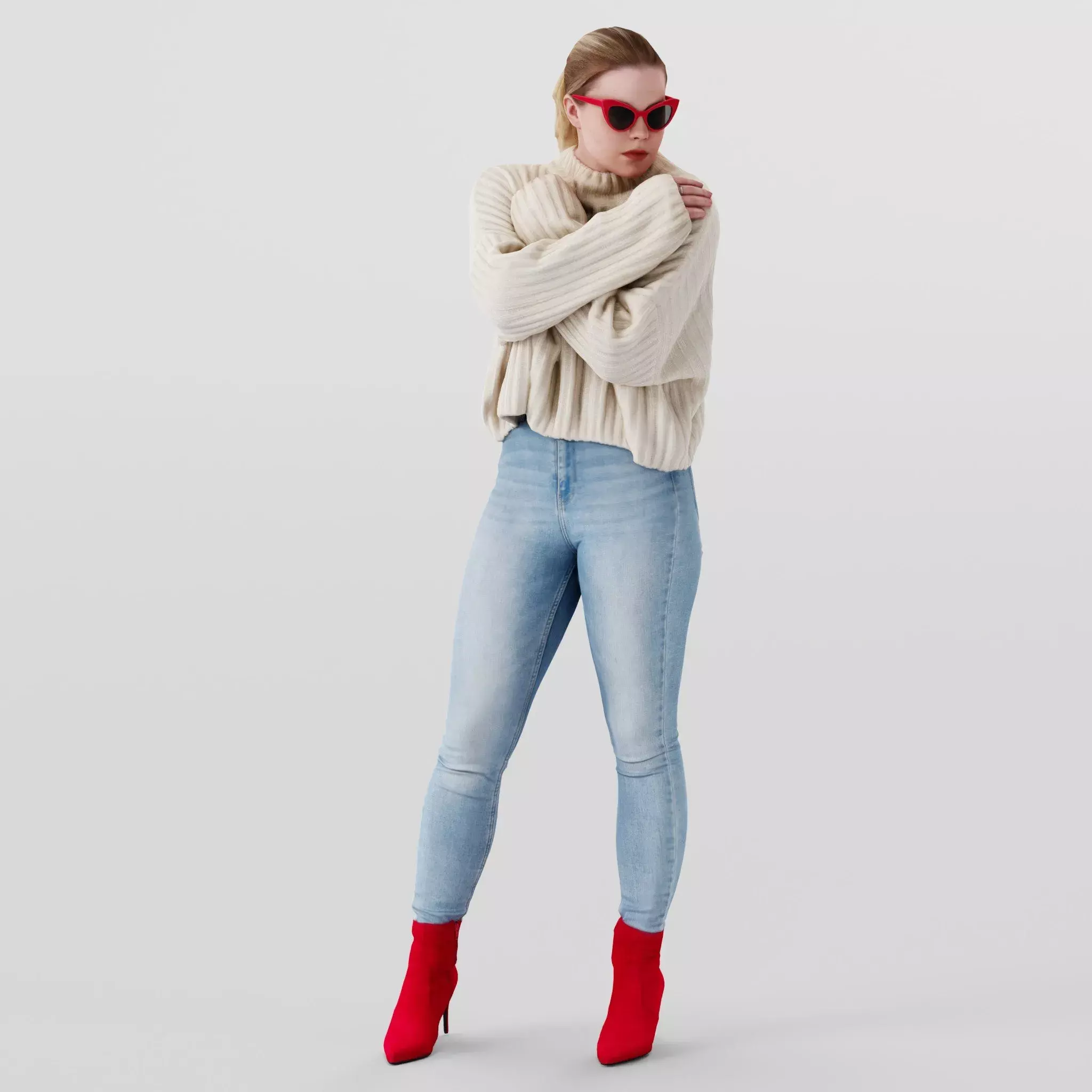Chilly Days Vibrant Chic Standing Girl Free 3D model