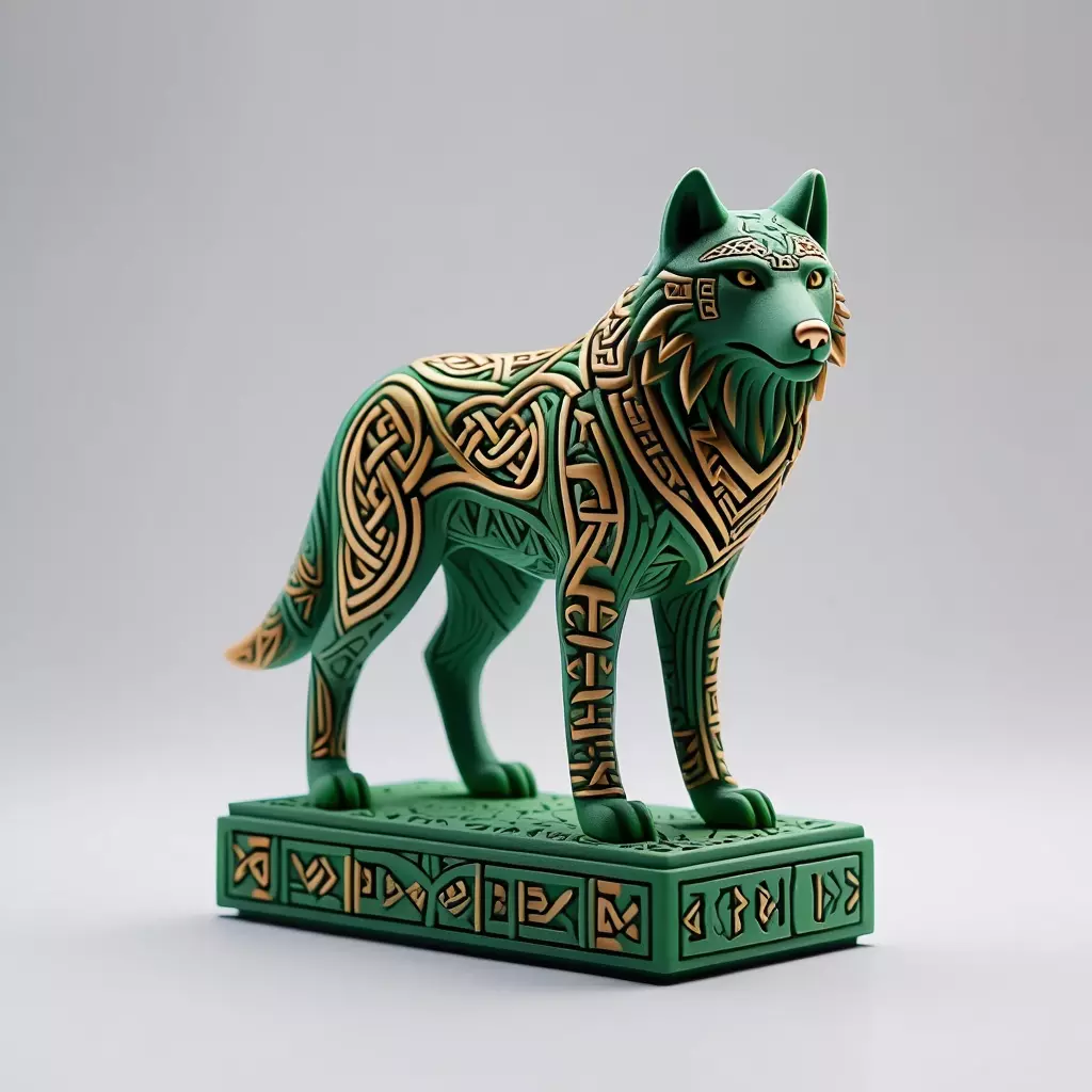 4338 Color 3D Model of Totem Style Wolf STL DND ARTE 3D print model