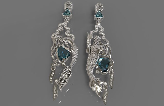 Earrings Mermaid and Neptune 3D print model