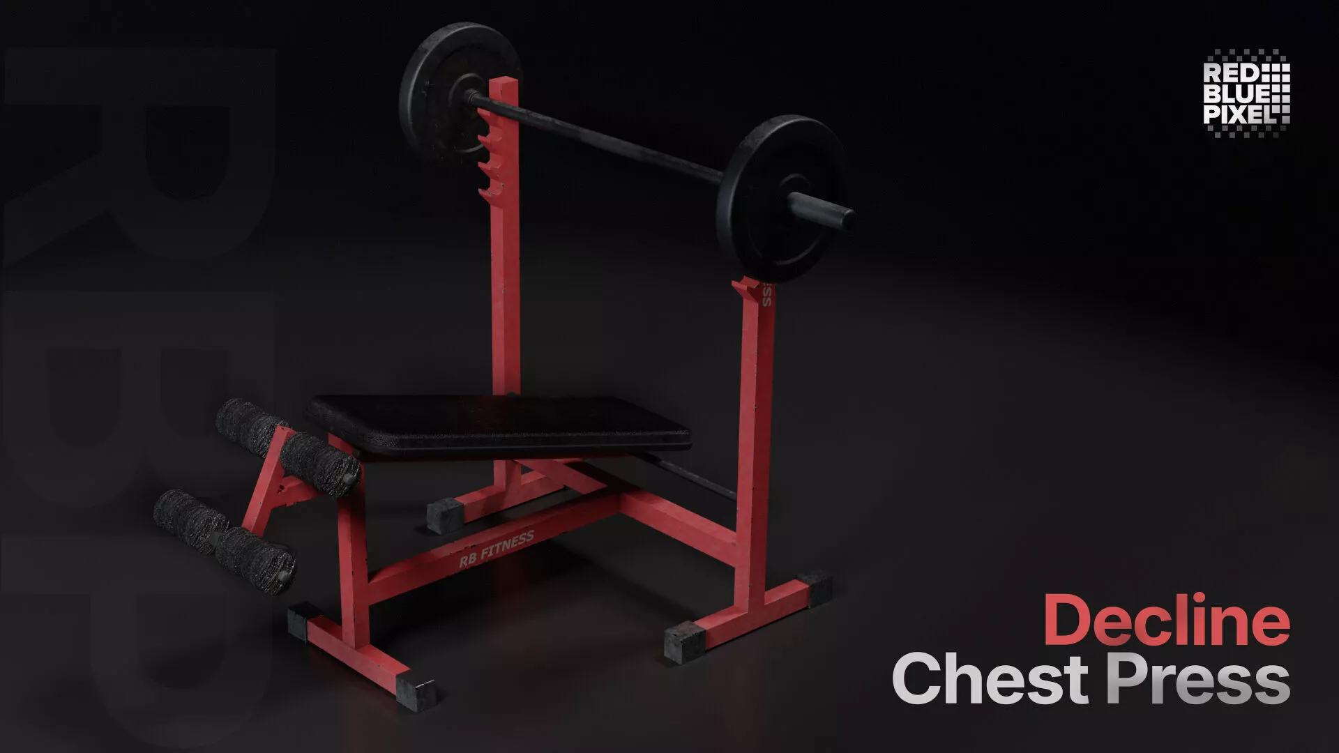 Decline Bench Press Gym Props Low-poly 3D model