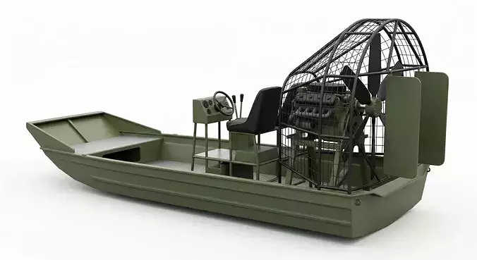 Realistic Modern Tactical Airboat Swamp Craft 3D Model