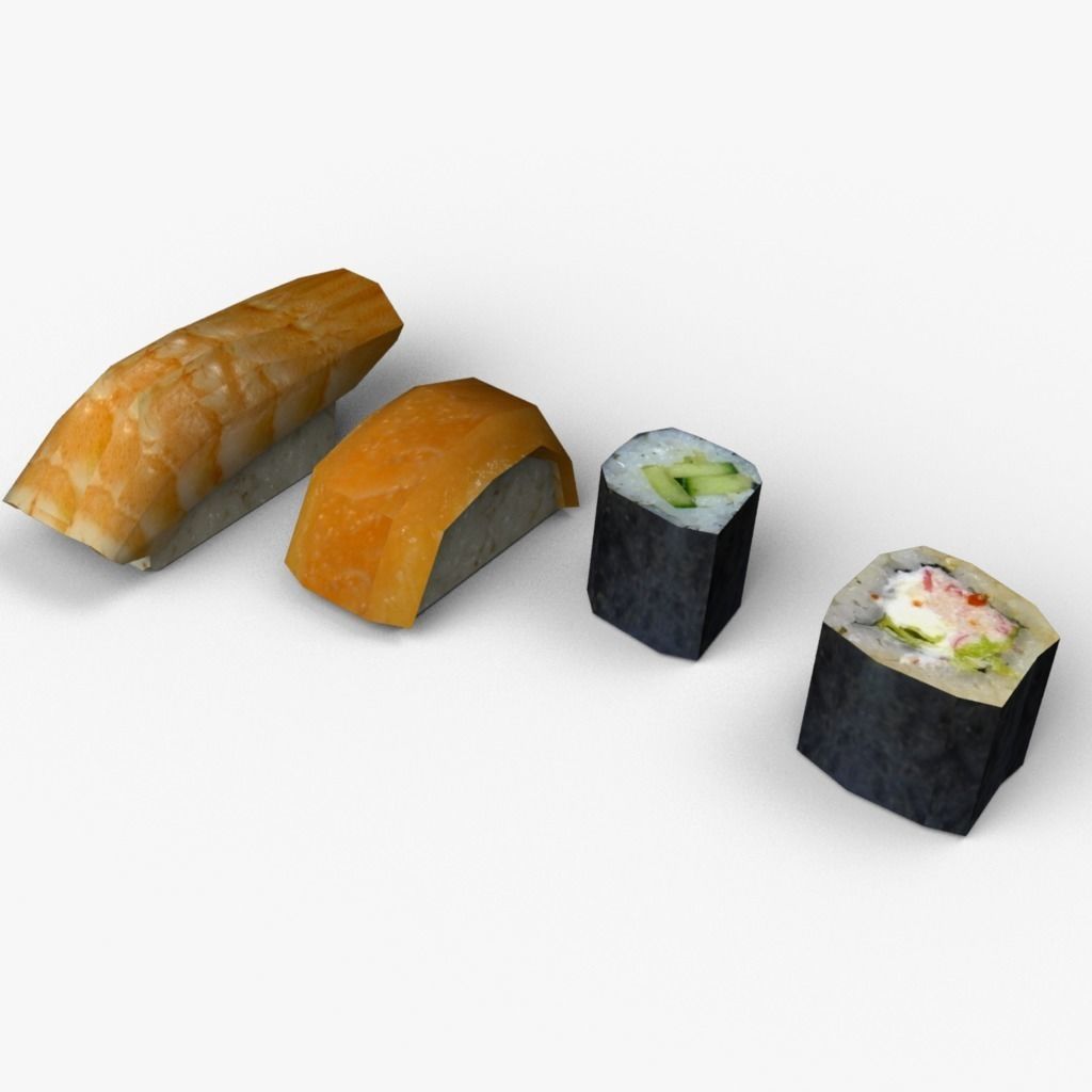 Sushi Low-Poly Low-poly 3D model_1