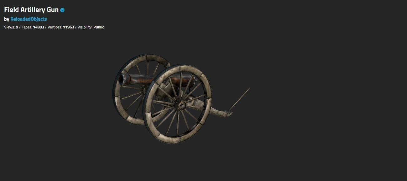 Field Artillery Gun Low-poly 3D model