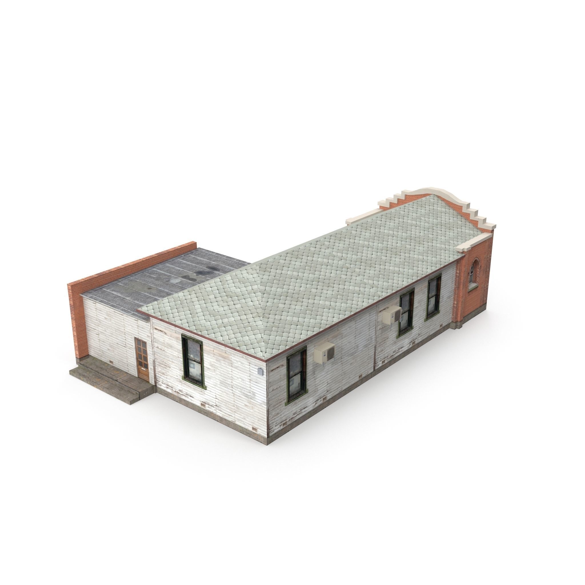 Church Old Building Low Poly 168 Low-poly 3D model_16