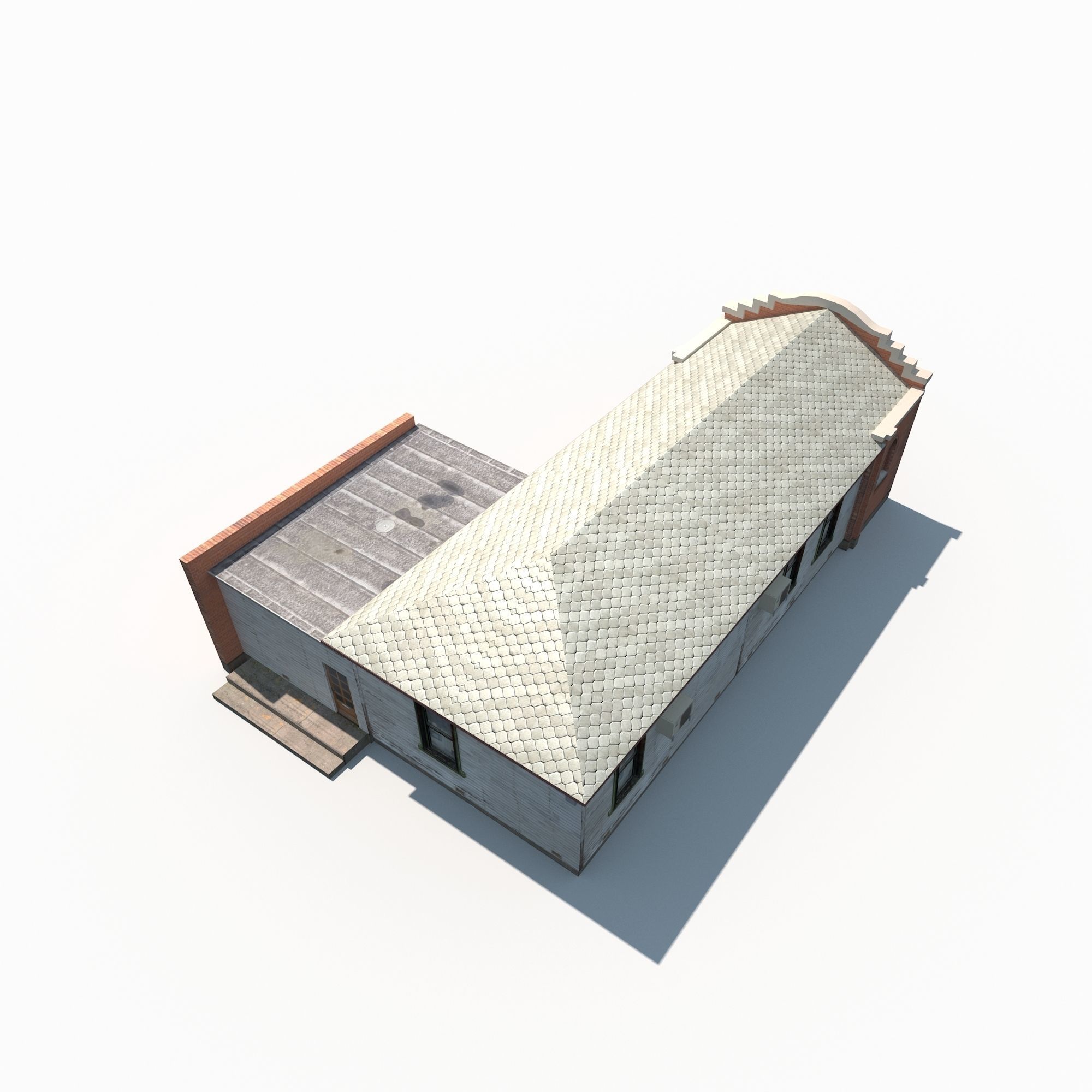 Church Old Building Low Poly 168 Low-poly 3D model_4