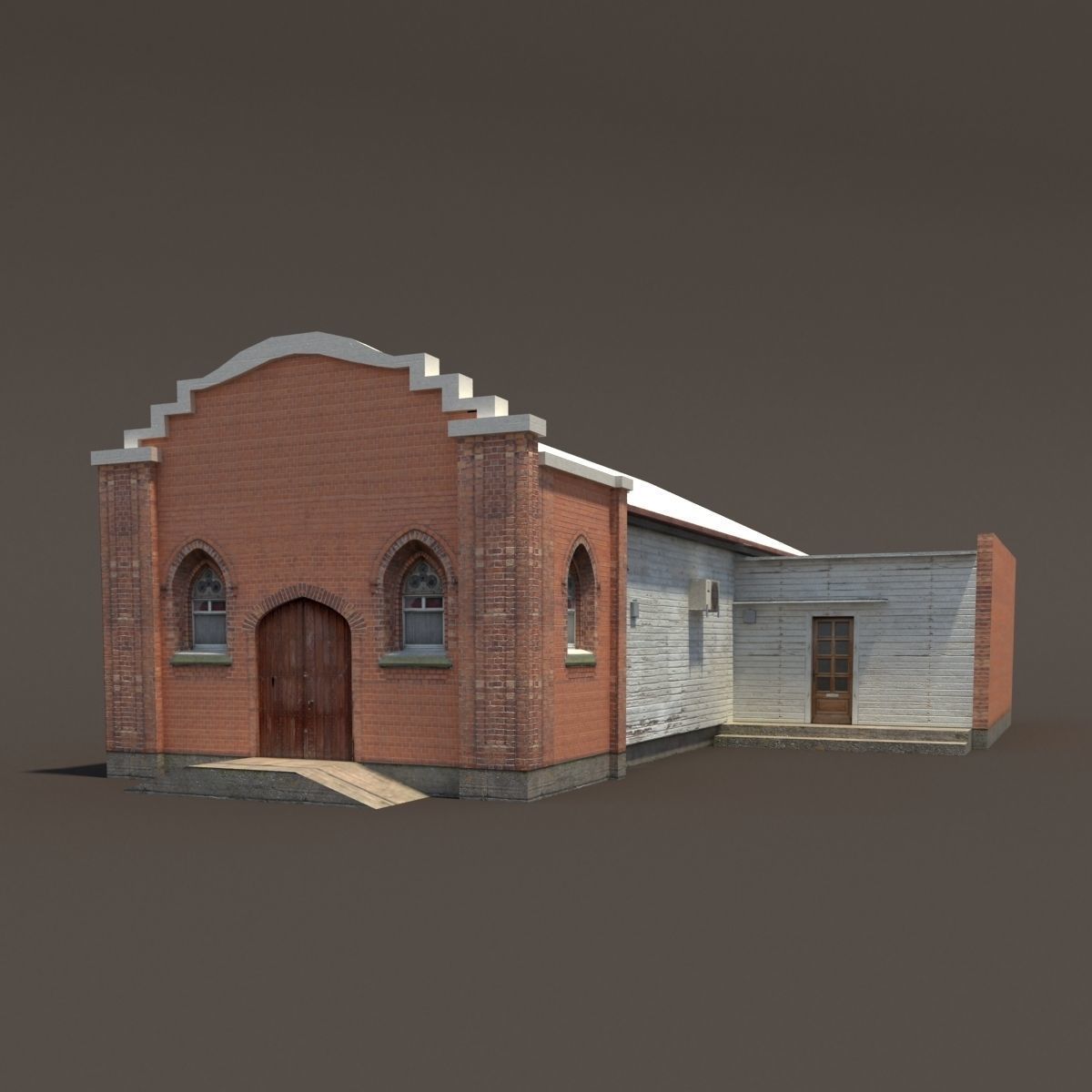 Church Old Building Low Poly 168 Low-poly 3D model_11