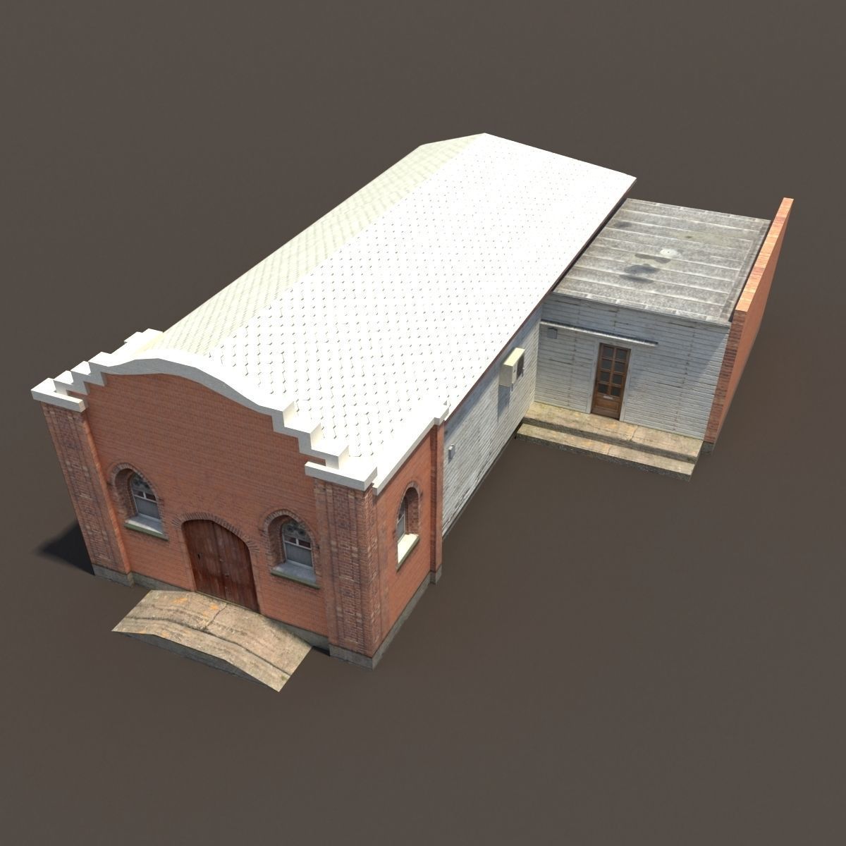 Church Old Building Low Poly 168 Low-poly 3D model_10