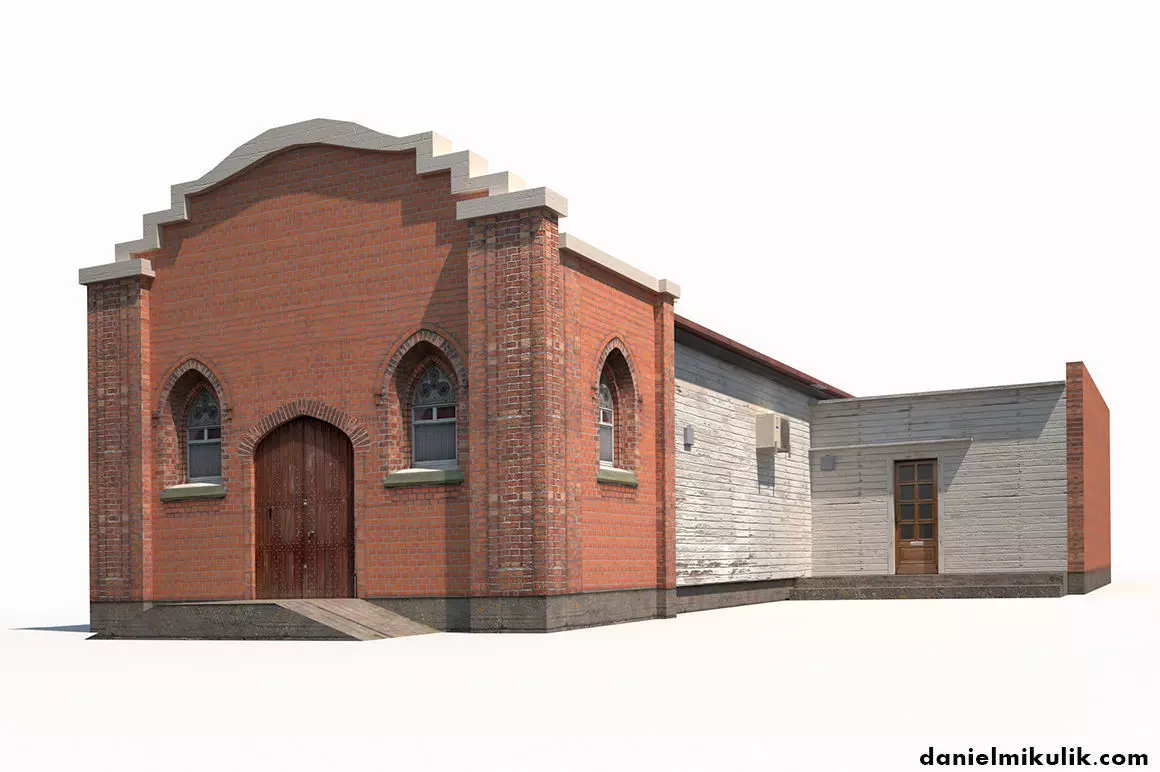 Church Old Building Low Poly 168 Low-poly 3D model_0