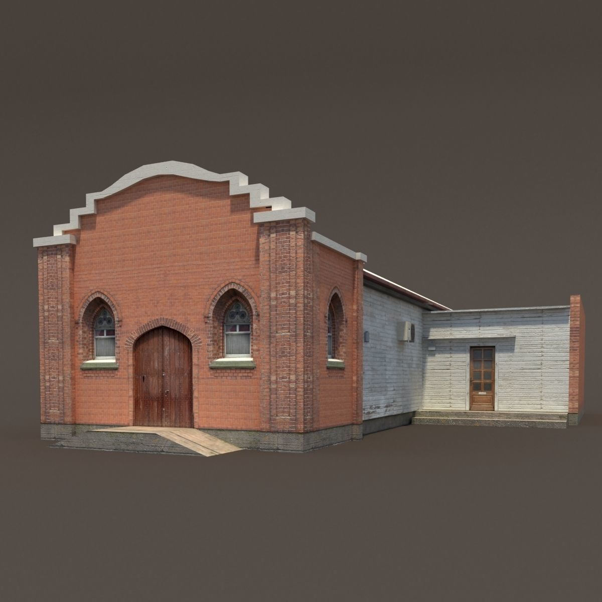 Church Old Building Low Poly 168 Low-poly 3D model_7