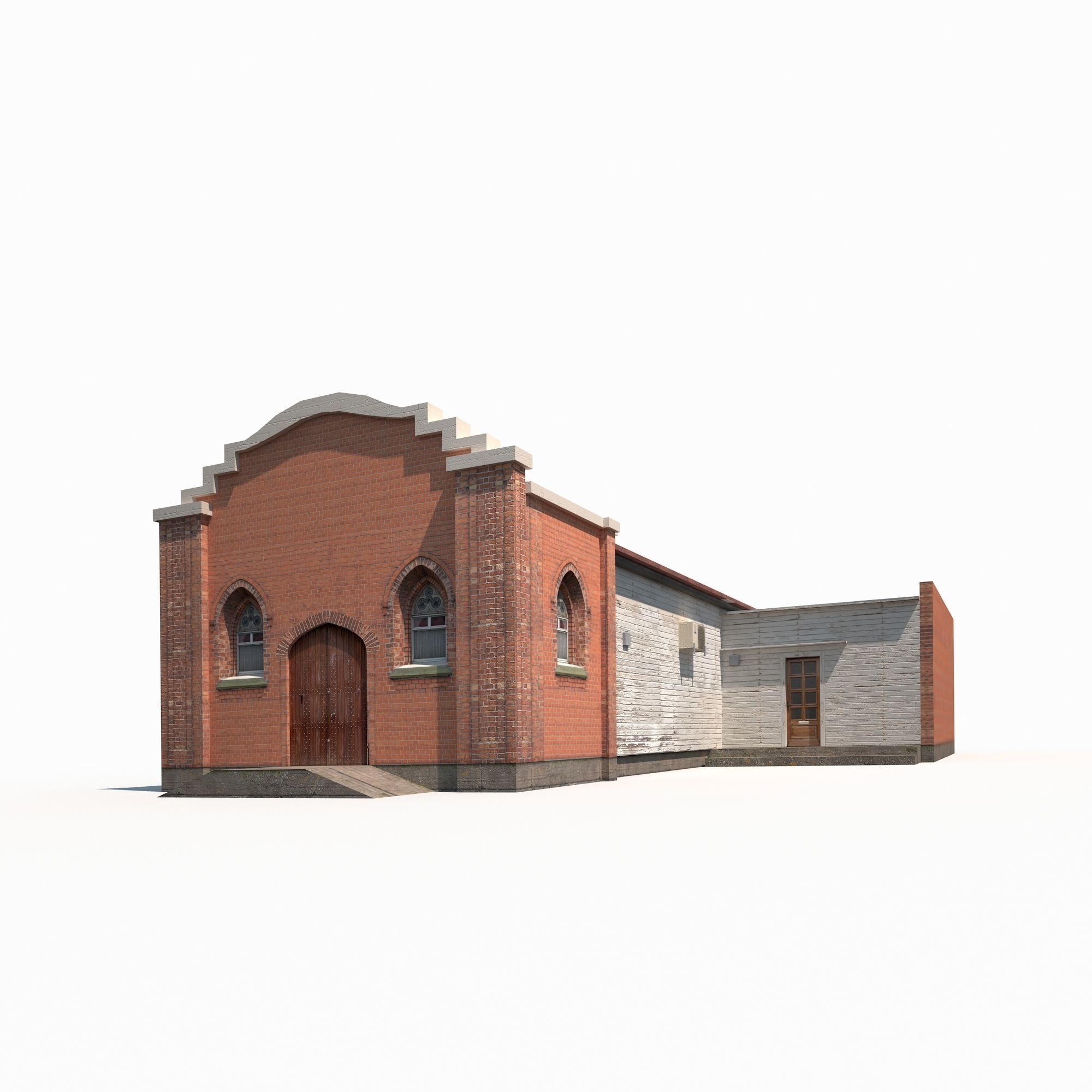 Church Old Building Low Poly 168 Low-poly 3D model_1