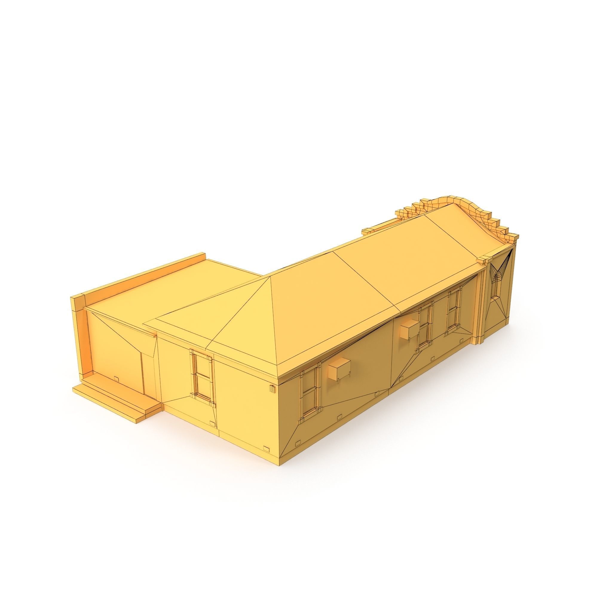 Church Old Building Low Poly 168 Low-poly 3D model_15