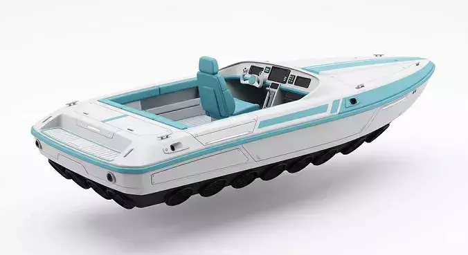 Realistic Sci-Fi Futuristic Luxury Hover-Boat 3D Model