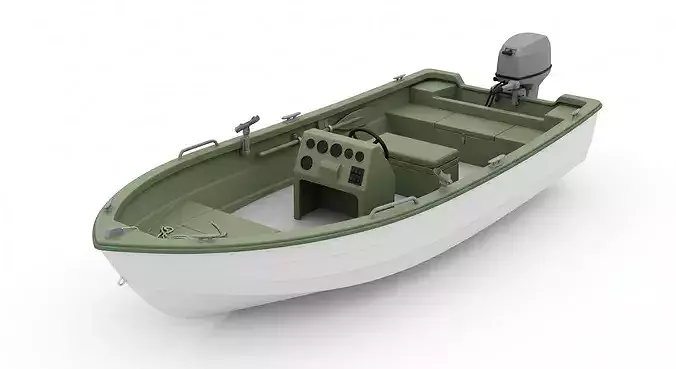 Realistic Modern Aluminum Utility Fishing Boat 3D Model
