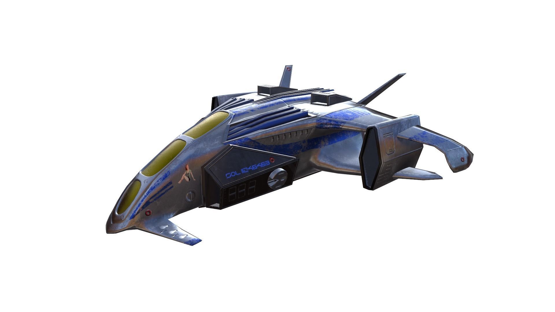 Scifi Fighter Low-poly 3D model_2