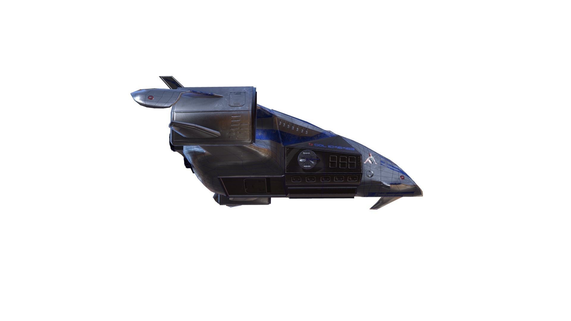 Scifi Fighter Low-poly 3D model_6