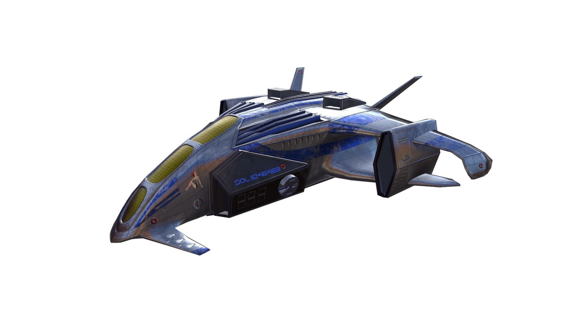Scifi Fighter Low-poly 3D model_3