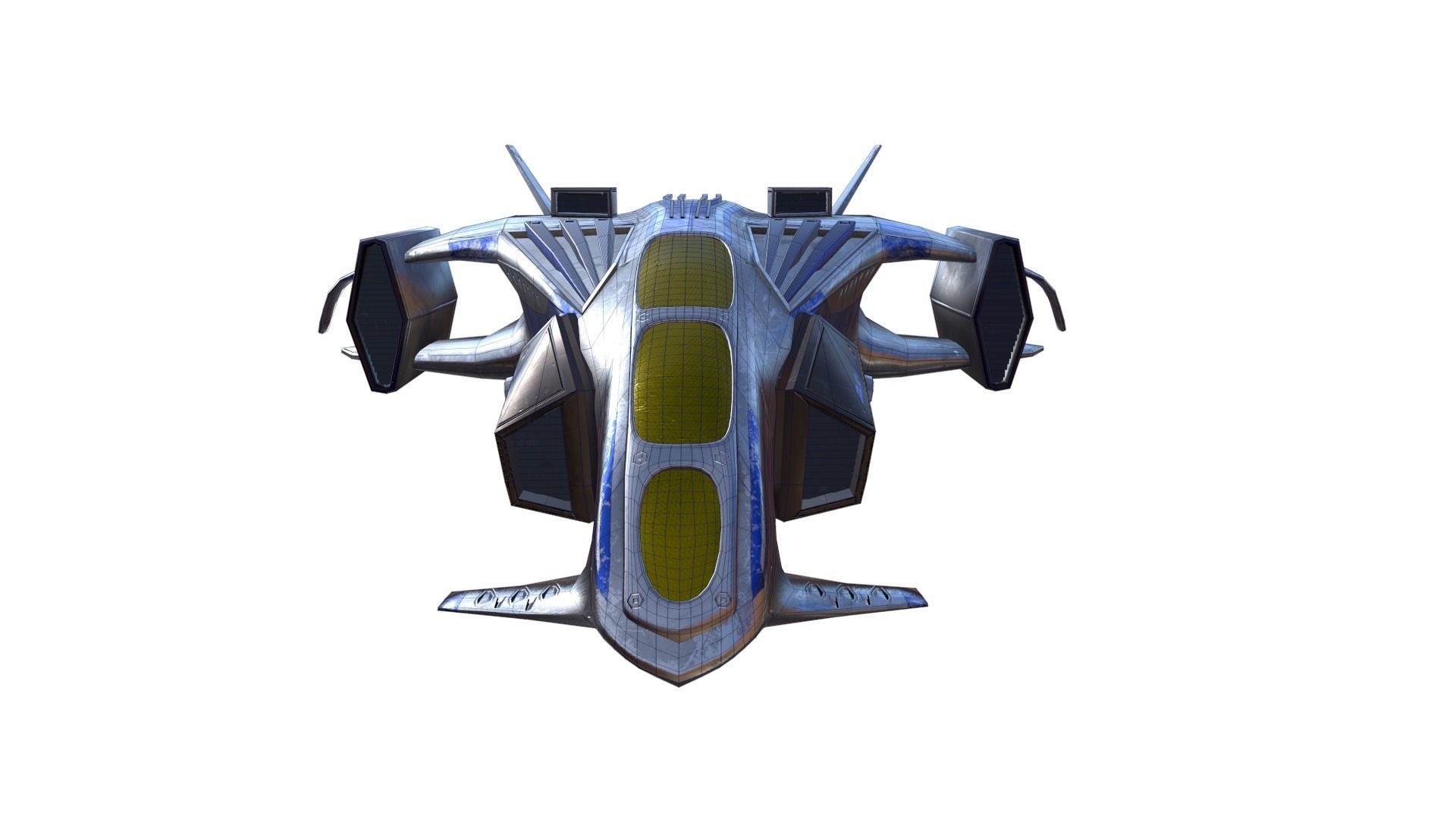 Scifi Fighter Low-poly 3D model_1