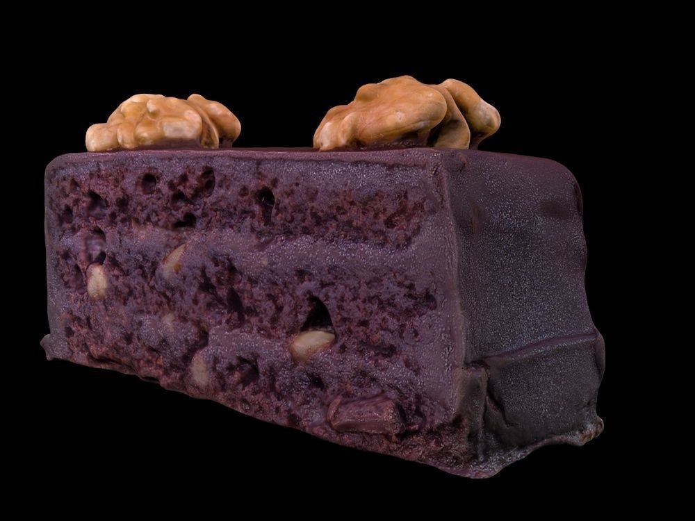 Chocolate cake slice 3D model_1