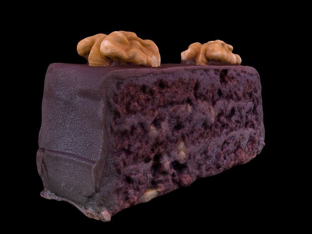 Chocolate cake slice 3D model_2