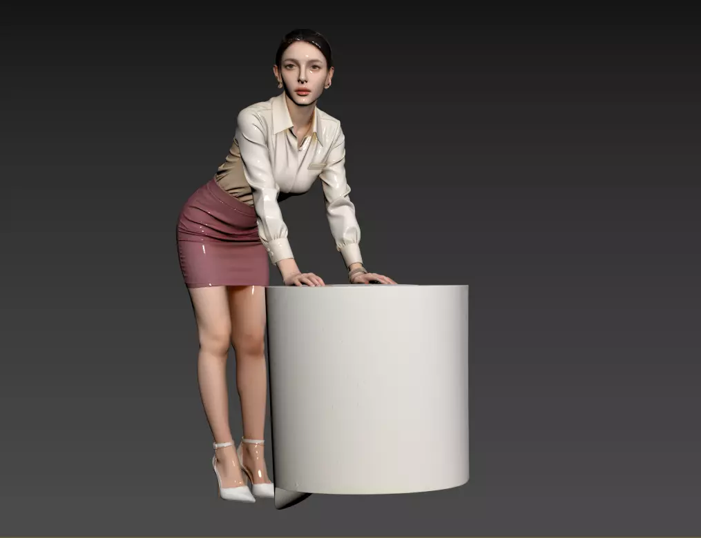 C2- Oriental Scene - Business ladies holding roundtable meetings 3D model