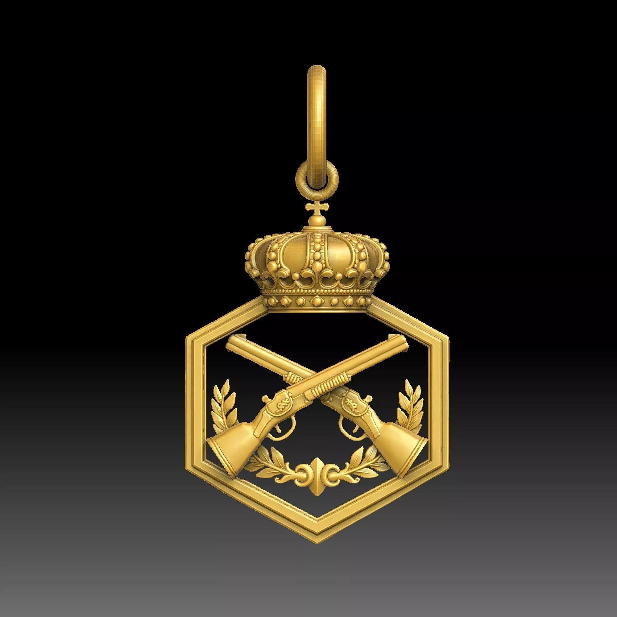 Royal Firearm - one inch pendant 3D print model