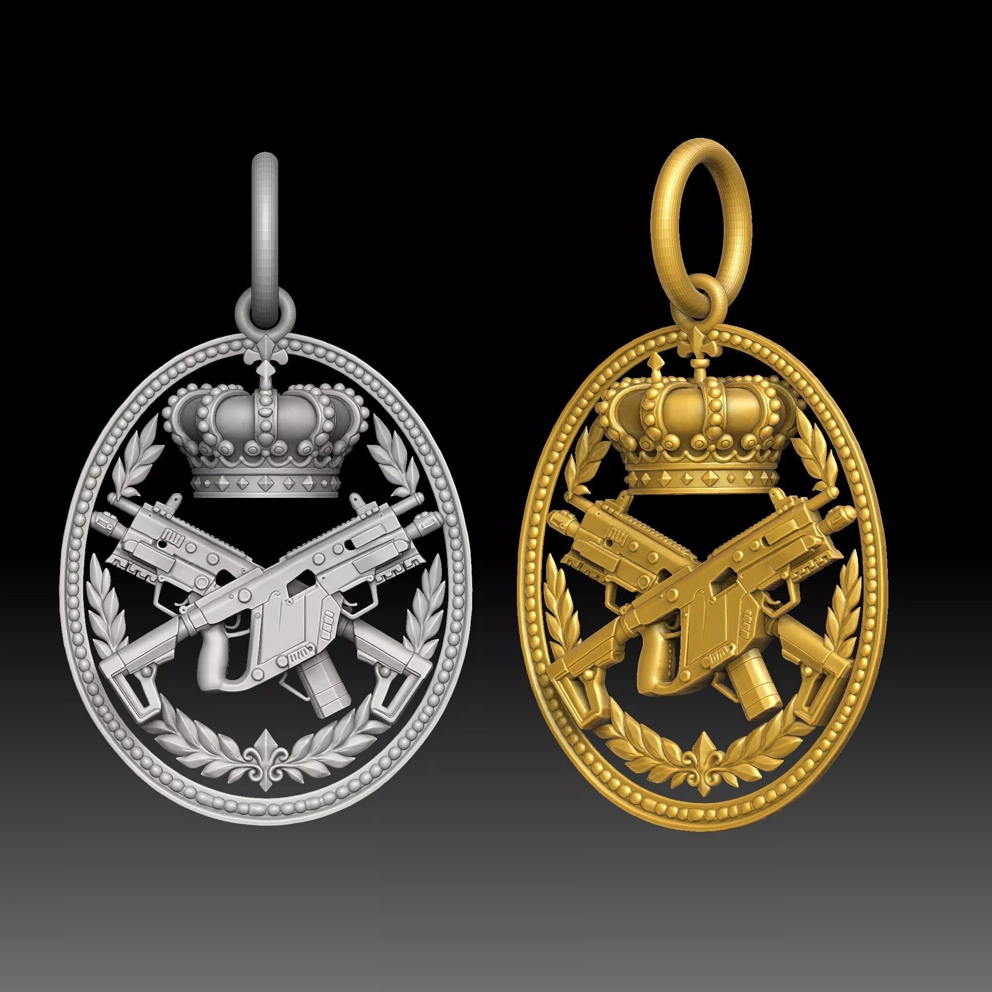 Royal Firearm - one inch pendant 3D print model