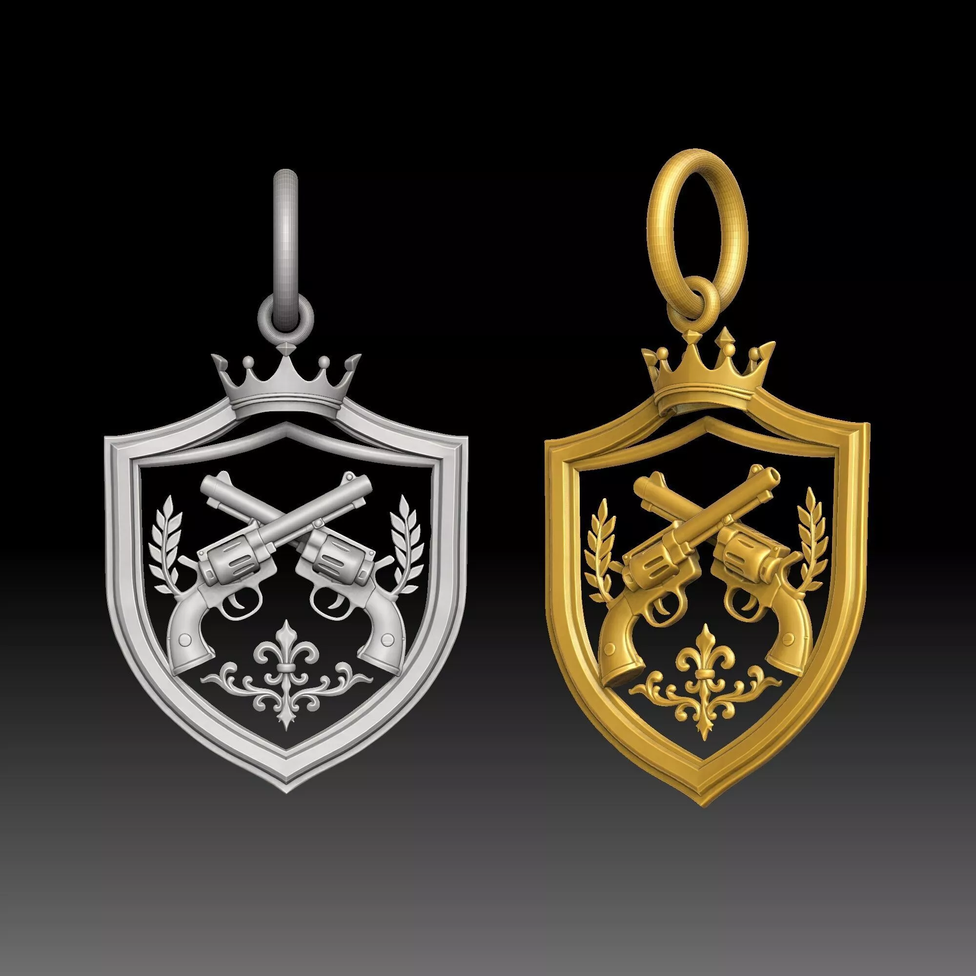 Royal Firearm - one inch pendant 3D print model