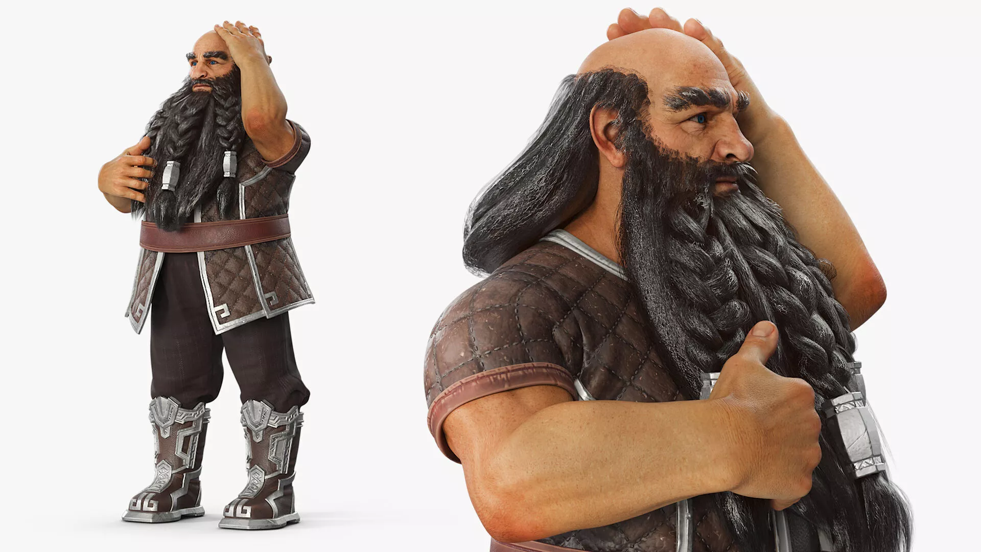 Game Dwarf Character Rigged for Cinema 4D 3D model