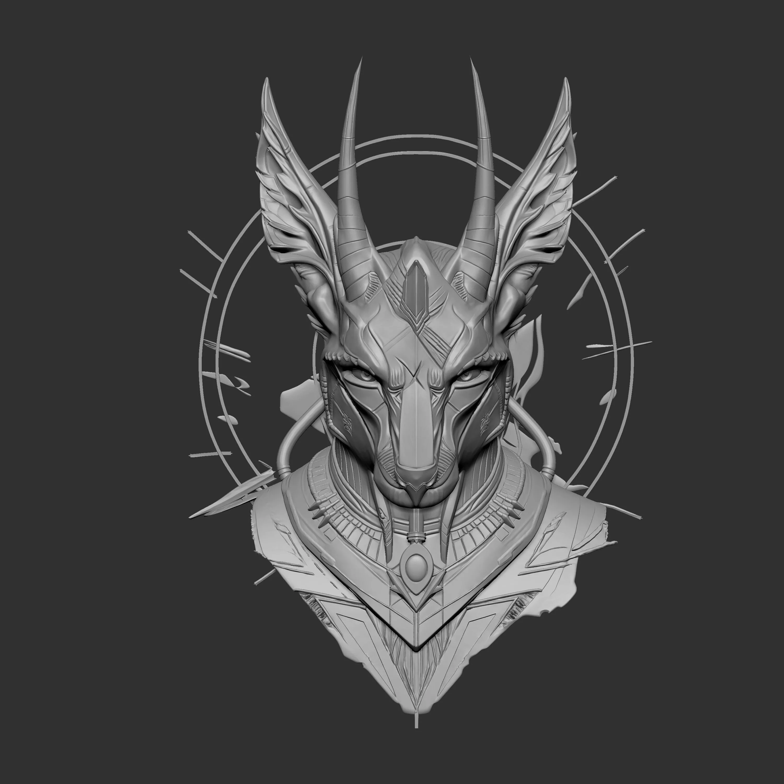 cyberpunk-style Anubis helmet 3D print model