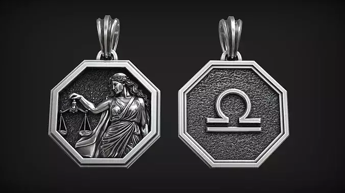 Libra Zodiac Sign Lady Justice Horoscope Astrology Pendant