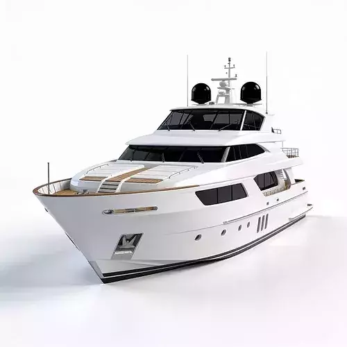 Realistic Modern Luxury Motor Superyacht 3D Model