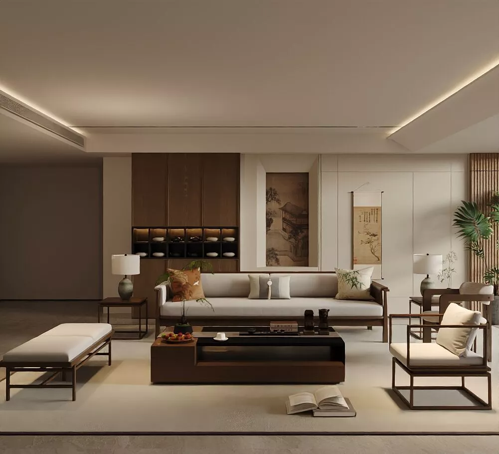 Italian style light luxury living room 3D model