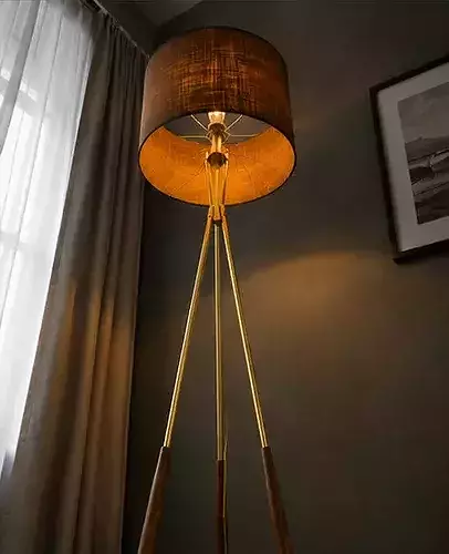 Modern Tripod Floor Lamp with Fabric Shade 3D model 4