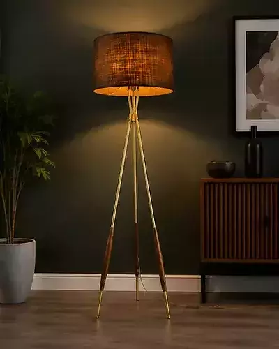 Modern Tripod Floor Lamp with Fabric Shade 3D model