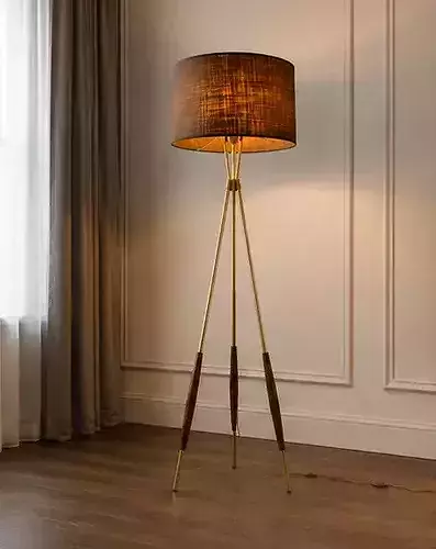 Modern Tripod Floor Lamp with Fabric Shade 3D model 2