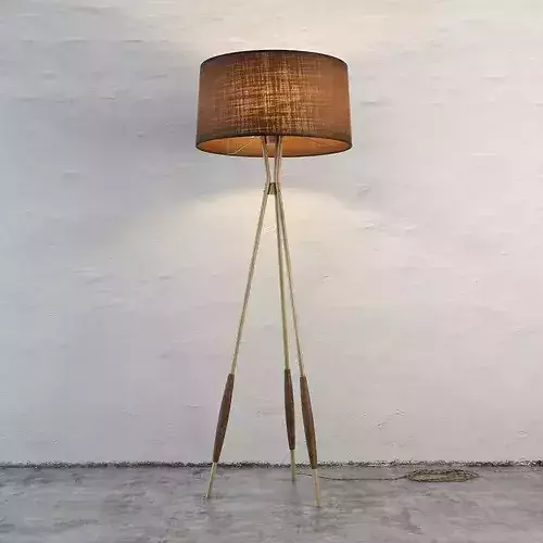Modern Tripod Floor Lamp with Fabric Shade 3D model 7