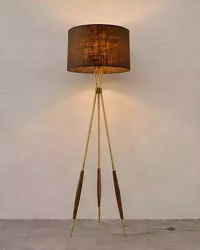 Modern Tripod Floor Lamp with Fabric Shade 3D model 6