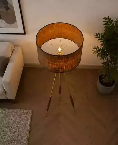 Modern Tripod Floor Lamp with Fabric Shade 3D model 3