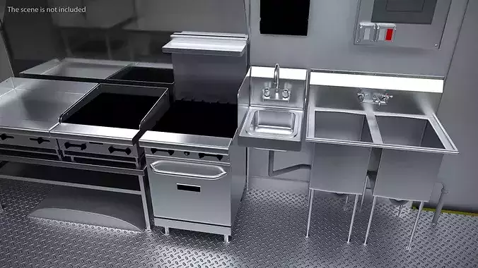 Food Truck Kitchen Set 3D model 3